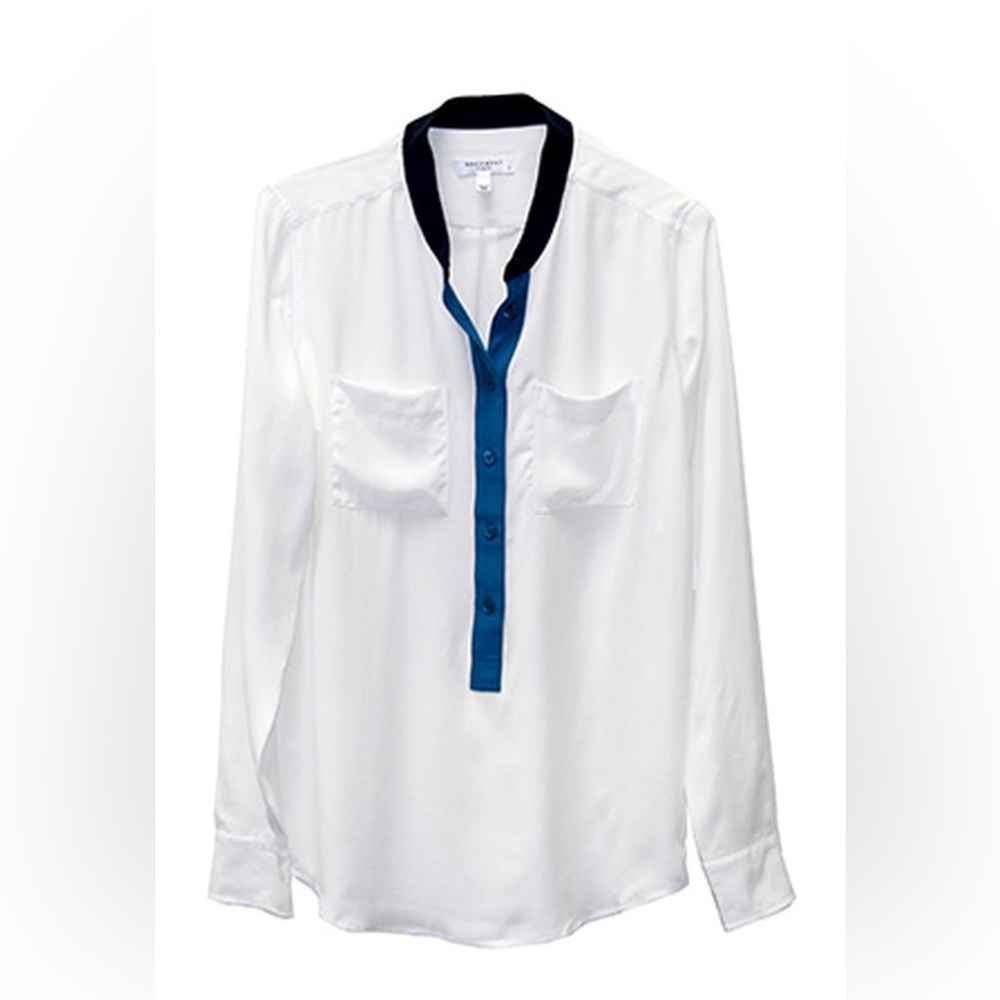 Equipment Cream Color Block Long Sleeve Blouse Worn Once!